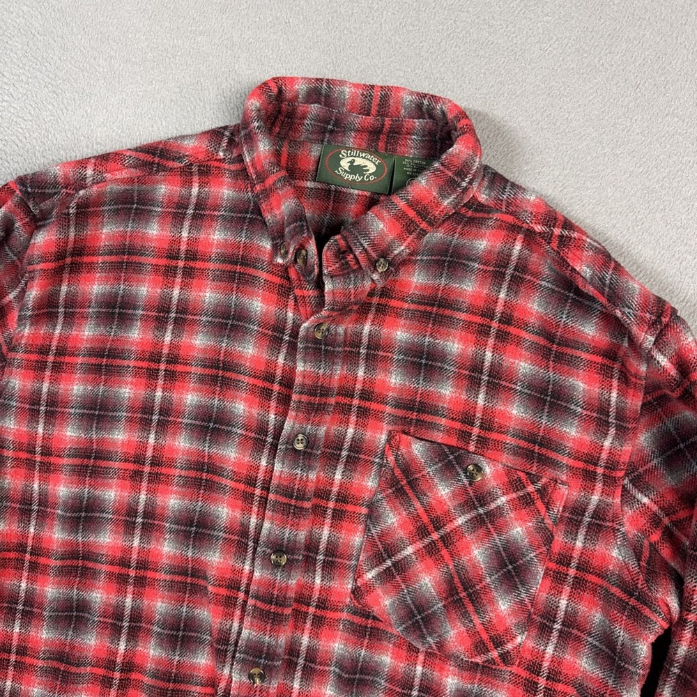 Stillwater Supply Co Shirt Mens XL Red Plaid Check Flannel Long Sleeve Button